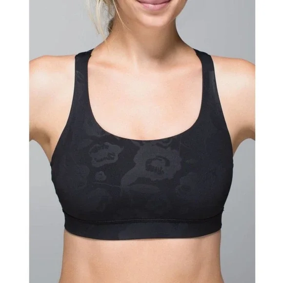Lululemon Energy Bra in Flat Inky Floral Embossed Black - Picture 2 of 8